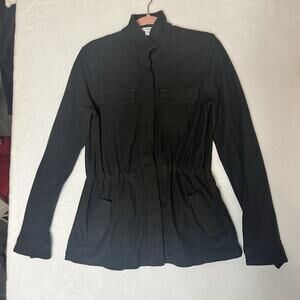 Standard James Perse Womens Size 2 Black Button Utility Jacket Shirt Cinched